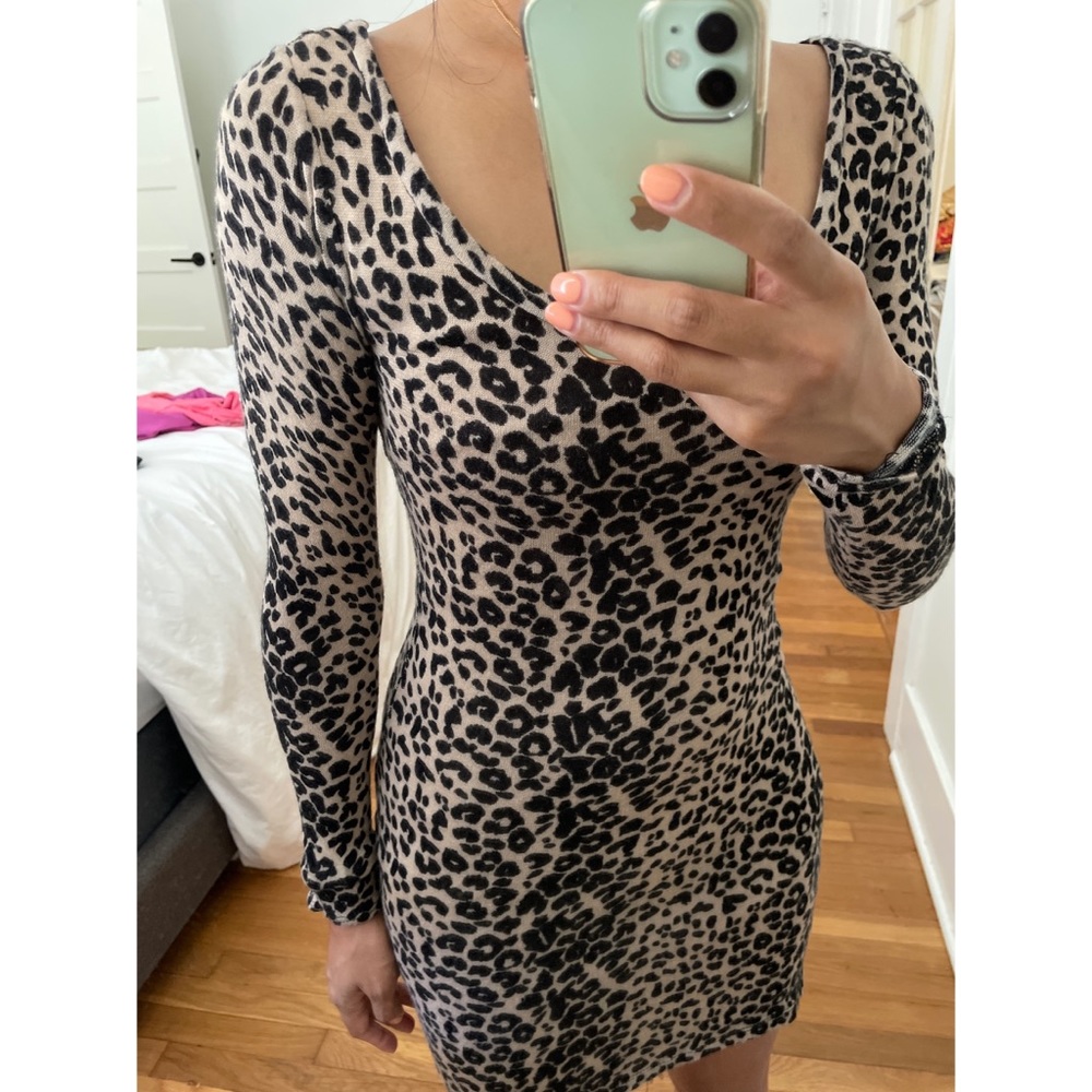 Cheetah print mini long sleeve dress